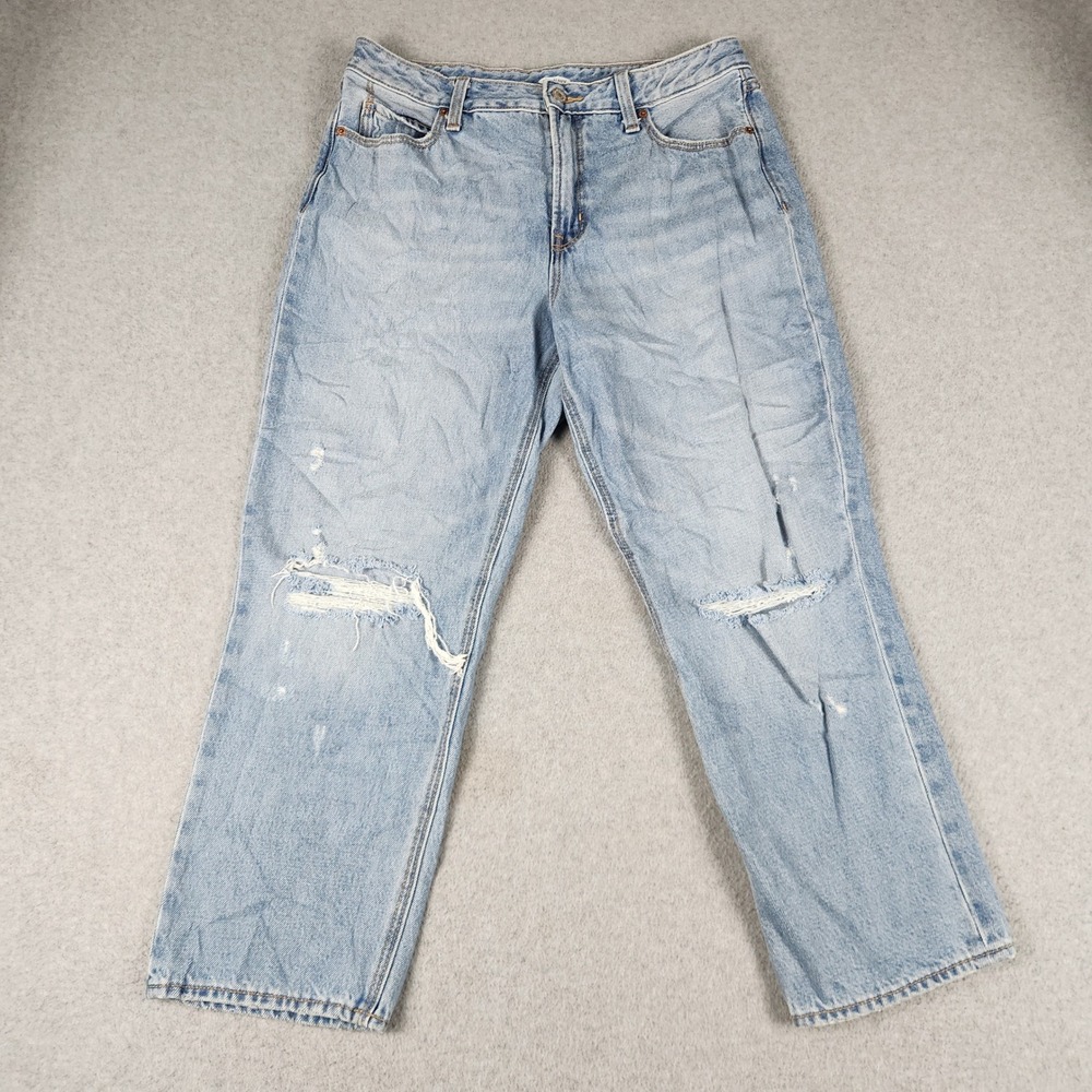 Old Navy Straight Leg Jeans Womens 10 Blue Denim Cotton Light Wash Distressed